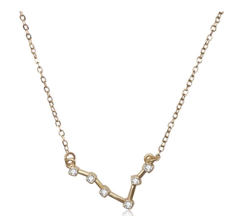 Starluxe Zodiac Crystal Charm Bracelet – 12 Constellation Edition (Gold-Tone Chain)