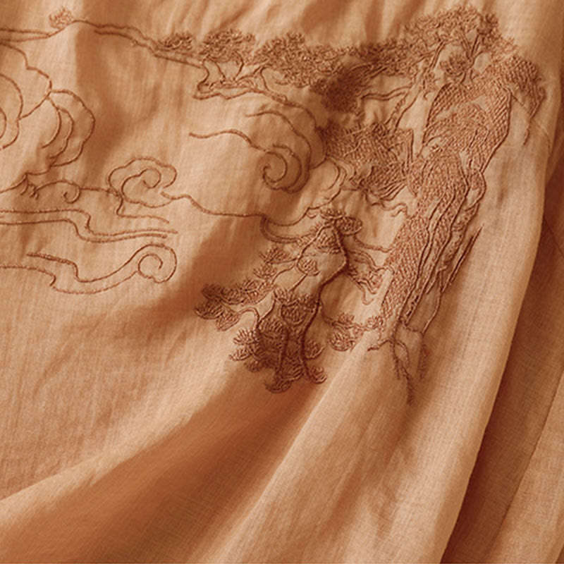 Buddha Stones Vintage Casual Embroidery Cotton Linen Women's Vest Waistcoat