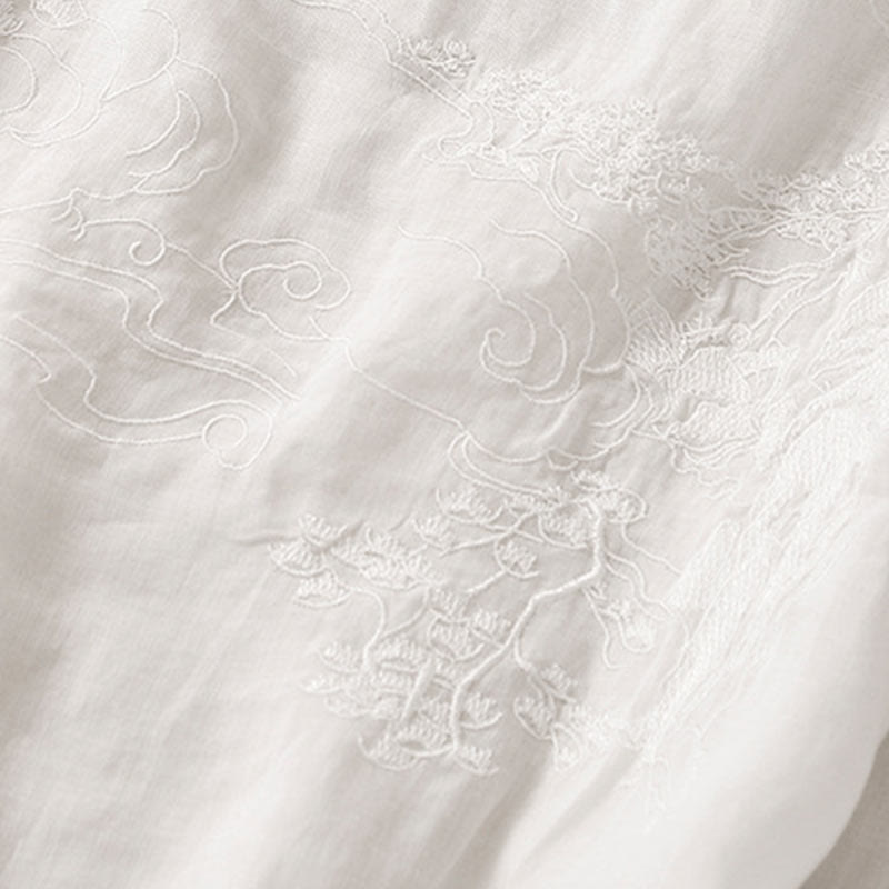 Buddha Stones Vintage Casual Embroidery Cotton Linen Women's Vest Waistcoat