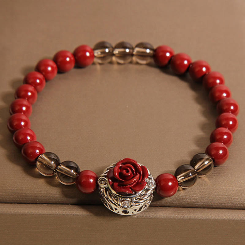 FREE Today: Calm Blessing Cinnabar Angora Red Shell Pearl Rose Petals Bracelet