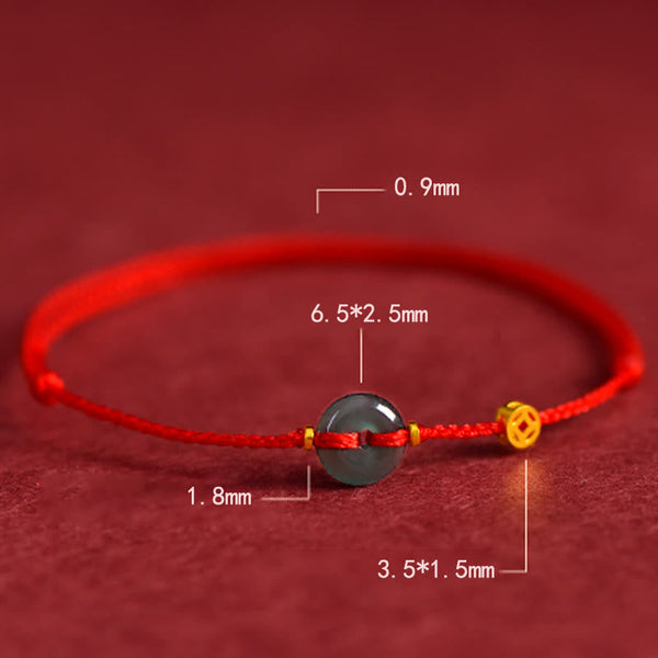 FREE Today: Fortune Connection Peace Buckle Copper Coins Jade Red String Bracelet Anklet