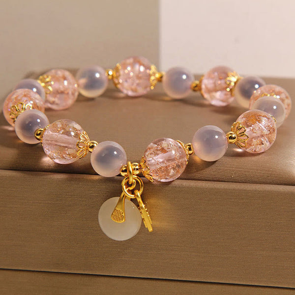 FREE Today: Healing Strength Fu Character Peace Buckle Liuli Candy Agate Bracelet