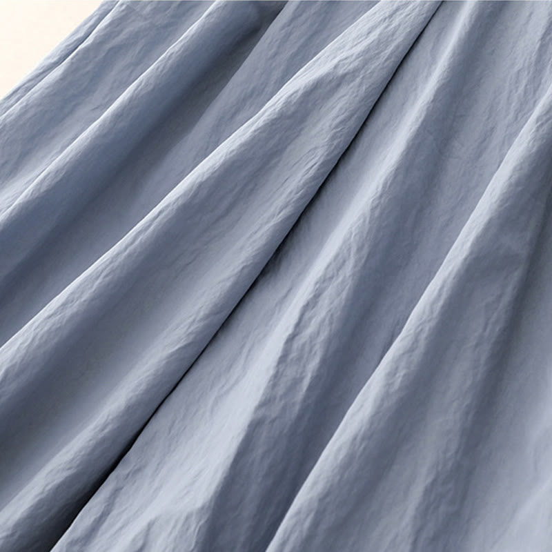 Buddha Stones Casual Hem Hollow Design Women's Cotton 7-8 Length Wide Leg Pants With Pockets