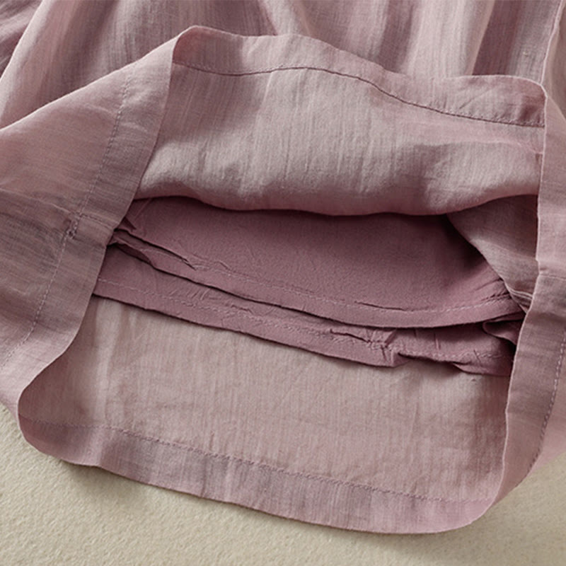 Buddha Stones Commute Embroidery Drawstring Women's Cotton Wide Leg Pants With Pockets