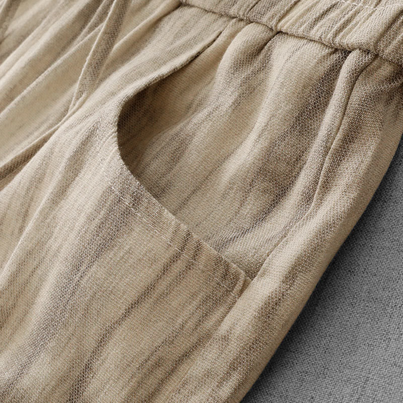 Buddha Stones Casual Tie-Dye Striped Design Drawstring Women's Cotton Wide Leg Pants With Pockets