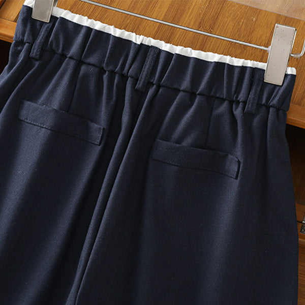 Buddha Stones Casual Hollow Lace Waistband Design Women's Cotton Linen Wide Leg Pants With Pockets