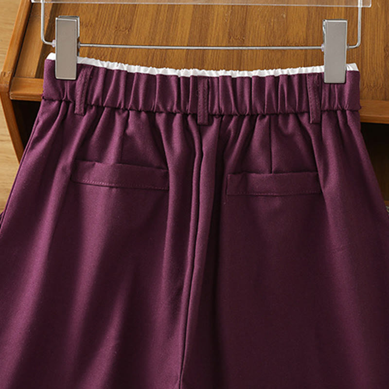 Buddha Stones Casual Hollow Lace Waistband Design Women's Cotton Linen Wide Leg Pants With Pockets