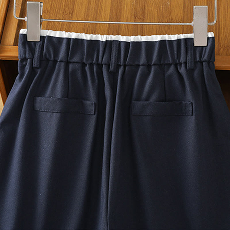 Buddha Stones Casual Hollow Lace Waistband Design Women's Cotton Linen Wide Leg Pants With Pockets