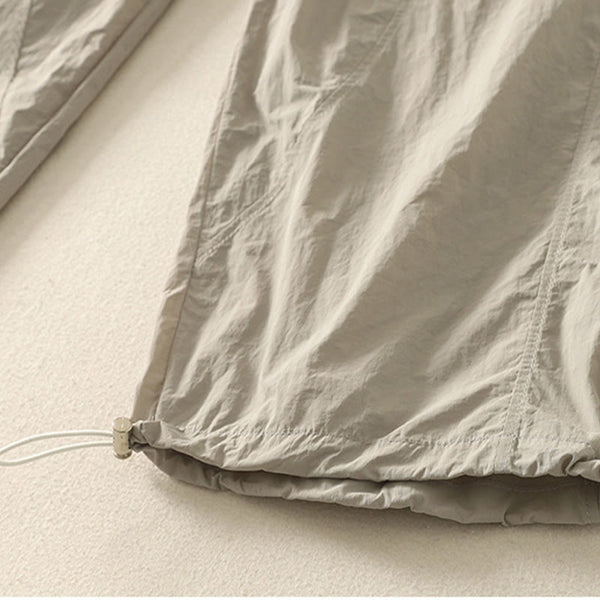 Buddha Stones Summer Vintage Plain Drawstring Cuffed Women's Pants With Pockets