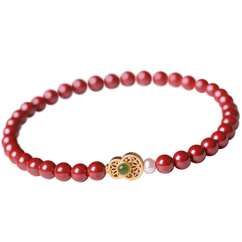 Buddha Stones Gourd Pearl Cinnabar Blessing Beads Bracelet