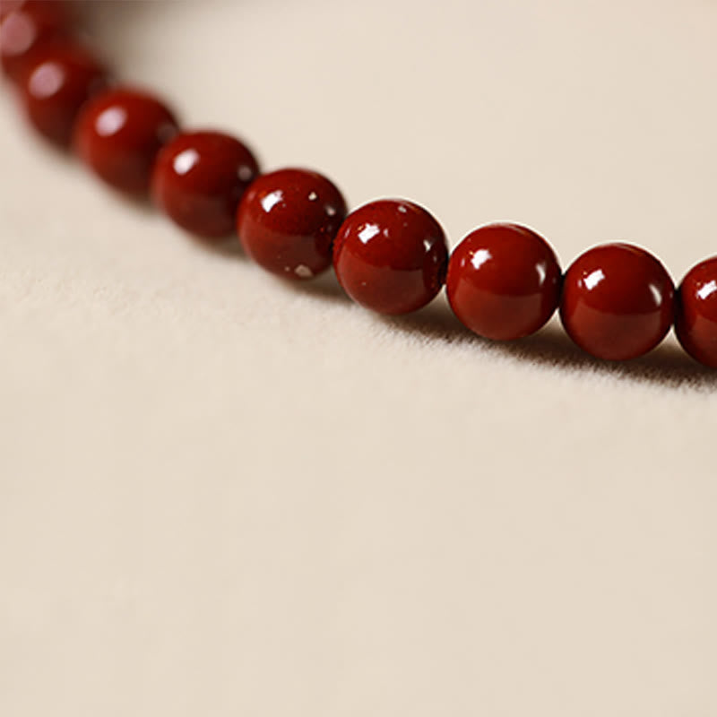 Buddha Stones Natural Cinnabar Pink Crystal Strawberry Quartz Lucky Koi Fish Blessing Bracelet