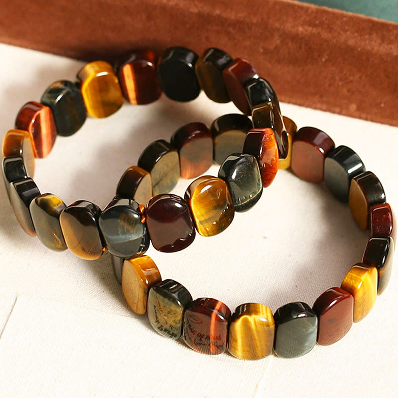 Buddha Stones Natural Colored Tiger Eye Oval Beads Strength Bracelet