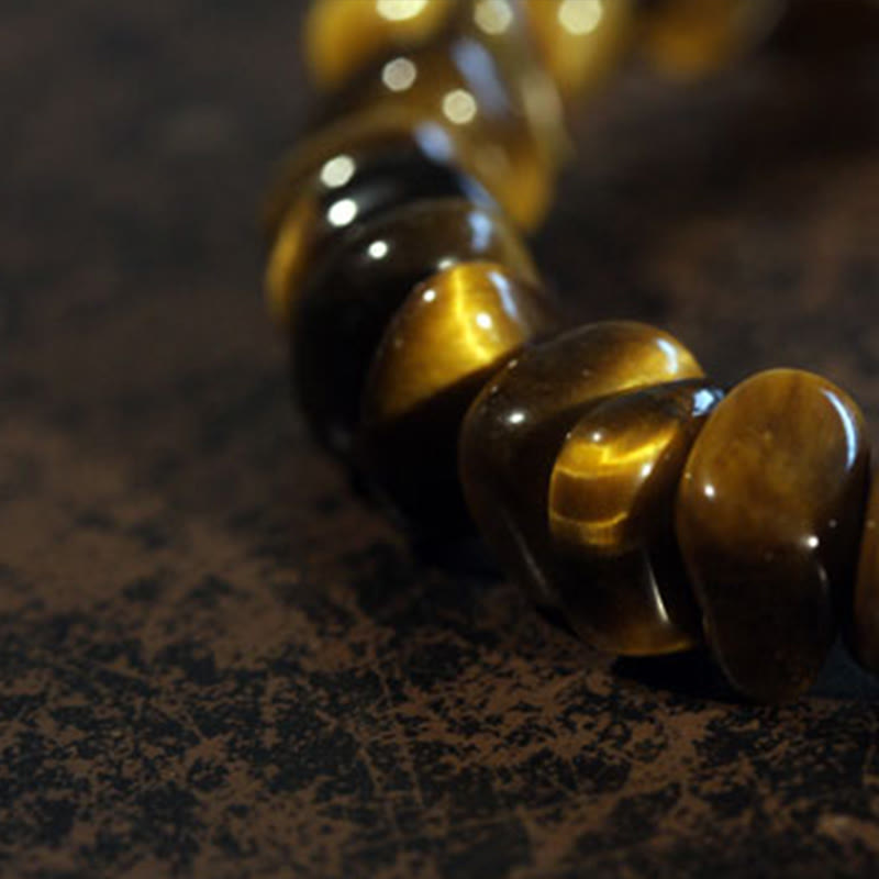 Buddha Stones Tiger Eye Irregular Blocks Courage Bracelet