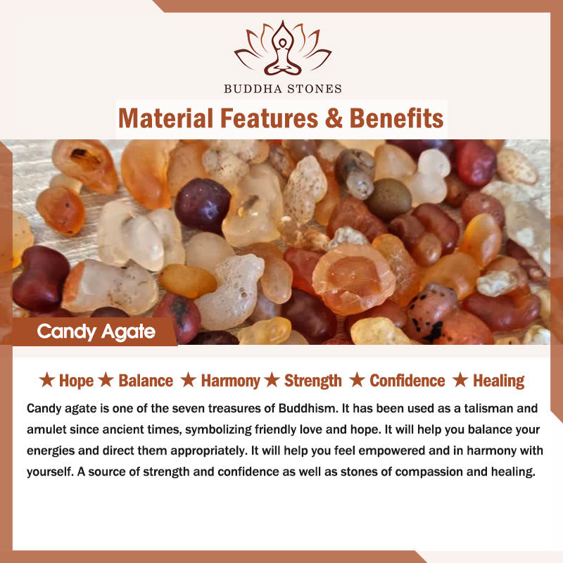 Buddha Stones Natural Colorful Candy Agate Five Gods Of Wealth Harmony Bracelet