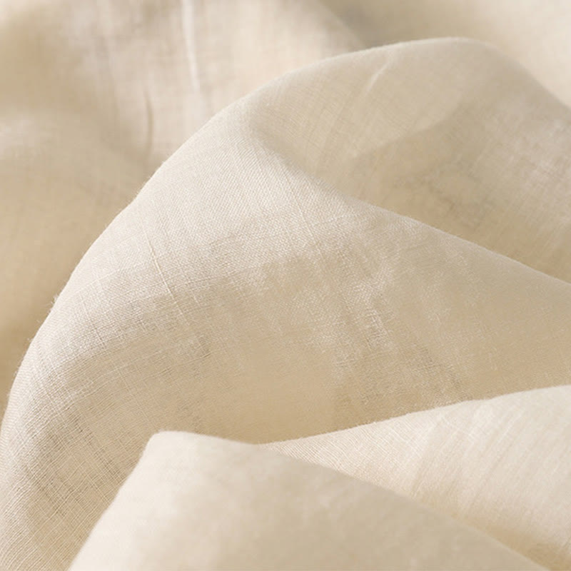 Buddha Stones Symmetrical Embroidery Cotton Linen Women's Half Sleeves Shirt