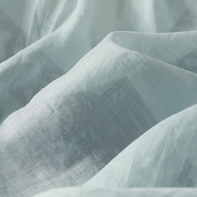 Buddha Stones Embroidered V-neck Casual Women's Cotton Linen Half Sleeve T-shirt