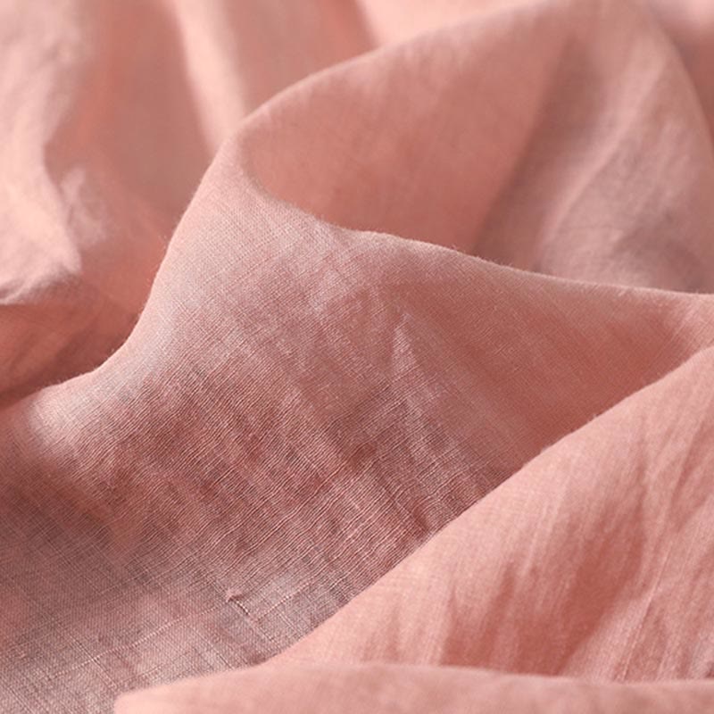 Buddha Stones Embroidered V-neck Casual Women's Cotton Linen Half Sleeve T-shirt