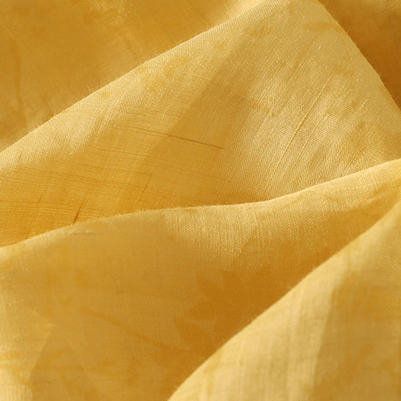 Buddha Stones Embroidery Frog-Button Mandarin Collar Cotton Women's Half Sleeves Shirt