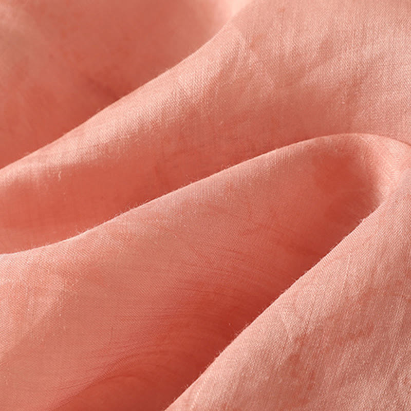 Buddha Stones Embroidery Frog-Button Mandarin Collar Cotton Women's Half Sleeves Shirt