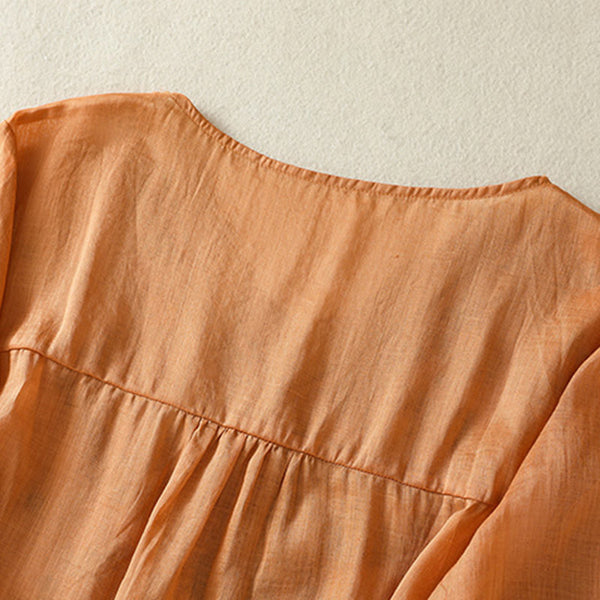 Buddha Stones Embroidered Lace Casual Women's Cotton Linen Half Sleeve T-shirt