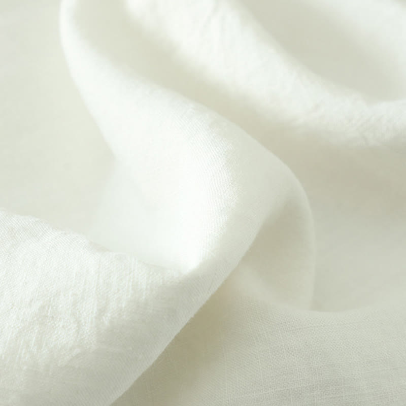 Buddha Stones Casual Plain Women's Cotton Linen V-Neck T-shirt With Pocket