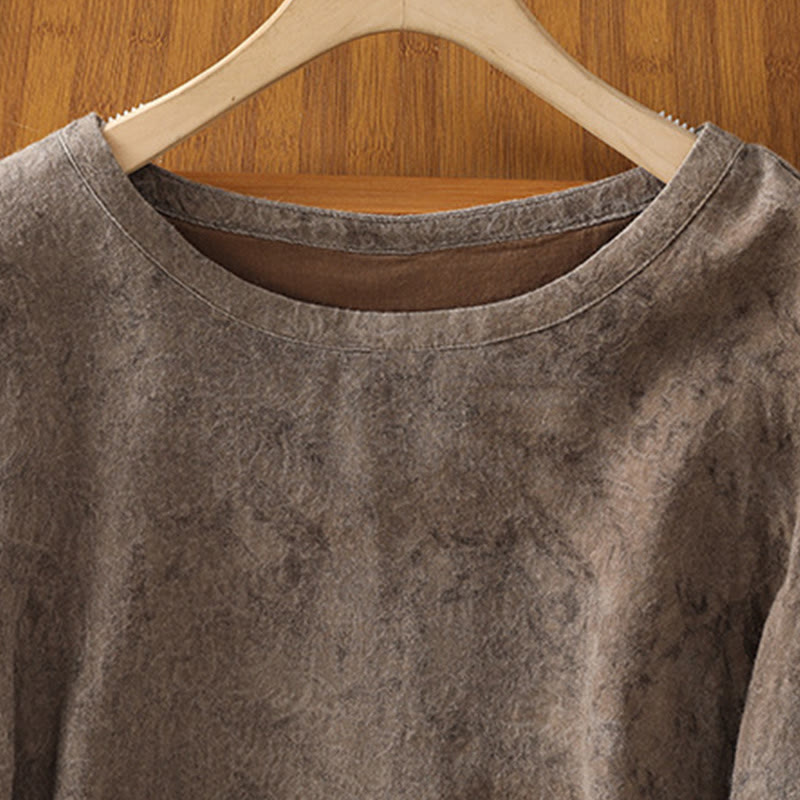 Buddha Stones Casual Crew Neck Women's Lace-up Half Sleeve Shirt