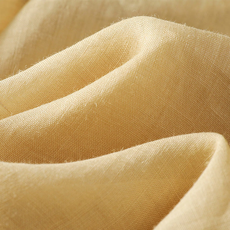 Buddha Stones Leaf Embroidery Cotton Buttons Half Sleeve Women's Shirt