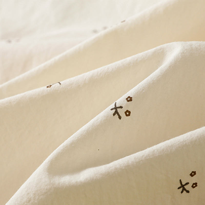 Buddha Stones Small Flowers Elastic Waist Cotton Women's Skirt With Pockets