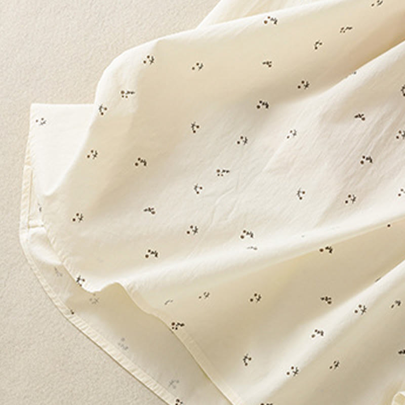 Buddha Stones Small Flowers Elastic Waist Cotton Women's Skirt With Pockets