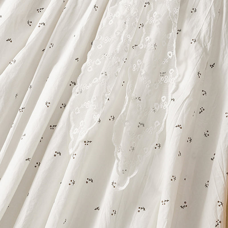 Buddha Stones Small Flowers Elastic Waist Cotton Women's Skirt With Pockets