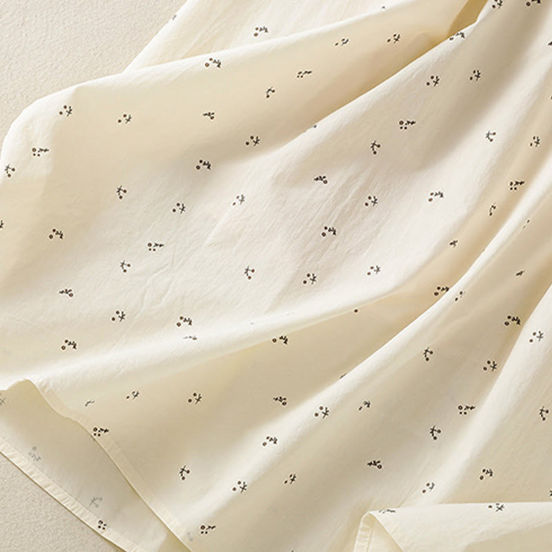 Buddha Stones Small Flowers Elastic Waist Cotton Women's Skirt With Pockets