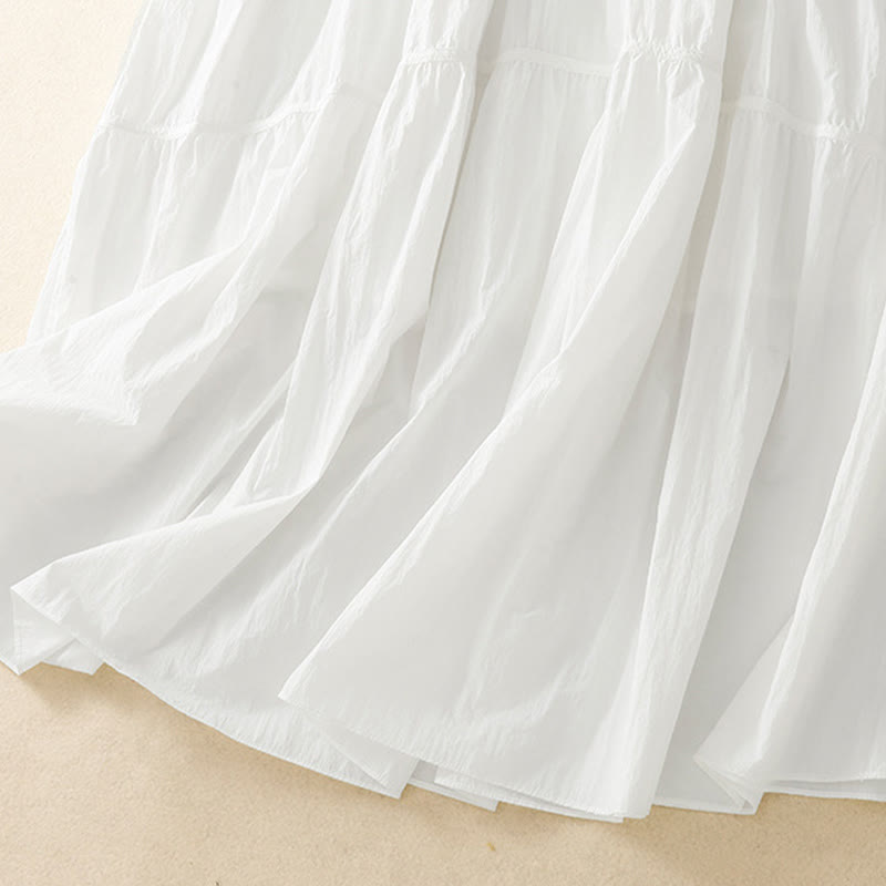 Buddha Stones Simple Lines Elastic Waist Women's Skirt With Pockets