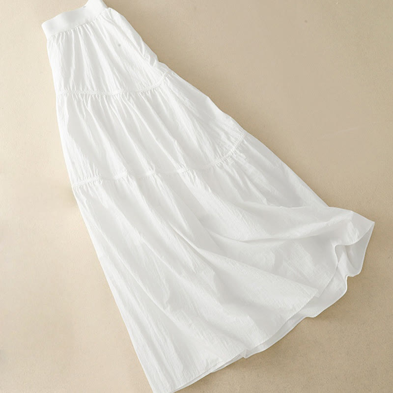 Buddha Stones Simple Lines Elastic Waist Women's Skirt With Pockets