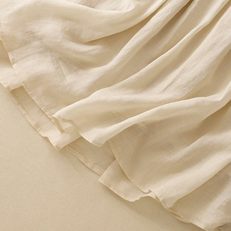 Buddha Stones Summer Solid Color Elastic Waist Drawstring Women's Skirt