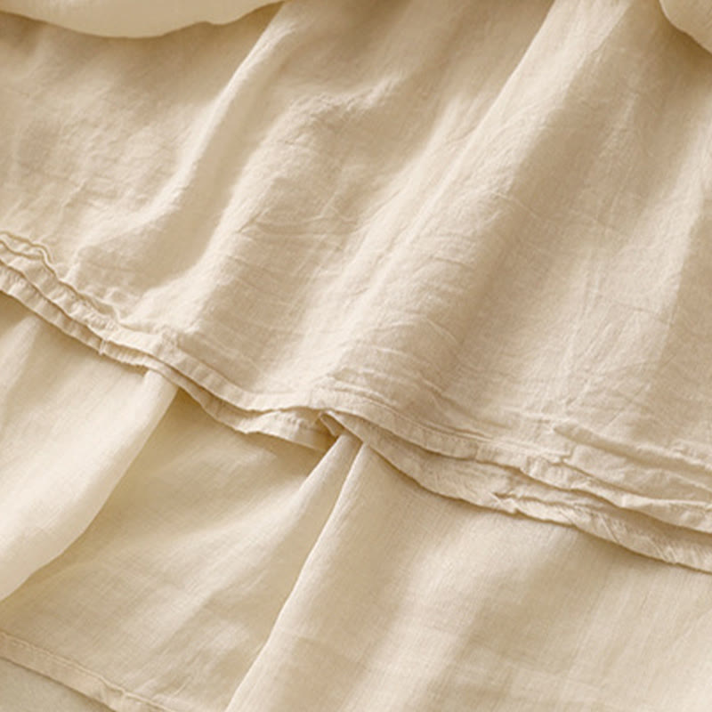 Buddha Stones Summer Solid Color Elastic Waist Drawstring Women's Skirt