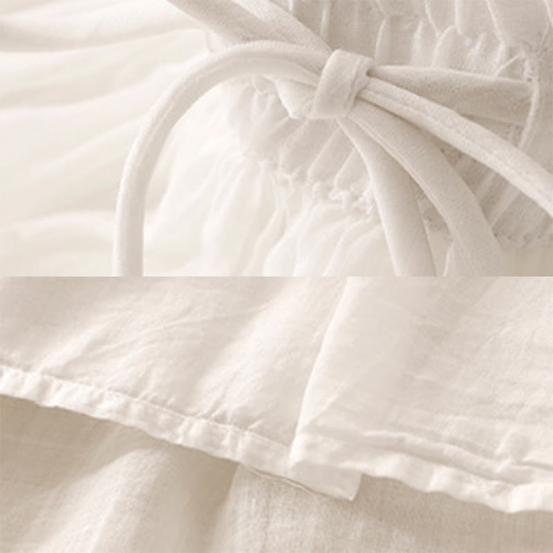 Buddha Stones Summer Solid Color Elastic Waist Drawstring Women's Skirt