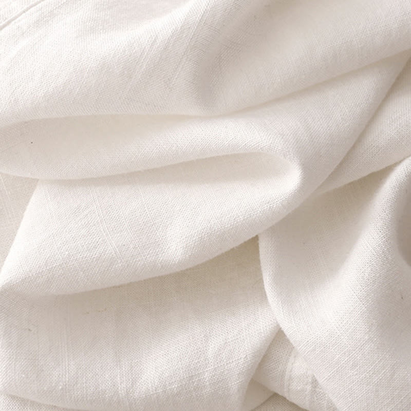 Buddha Stones Drawstring A-line Elastic Waist Cotton Women's Skirt With Button Pockets