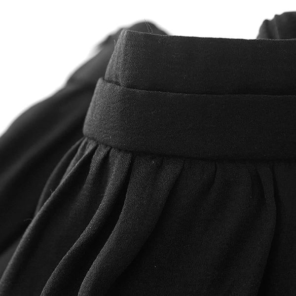 Buddha Stones Simple Pleated Design Elastic Waist Women's Skirt With Pockets