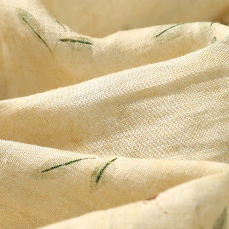 Buddha Stones Commute Chinese Frog-Button Long Lantern Sleeve Women's Cotton Linen Shirt