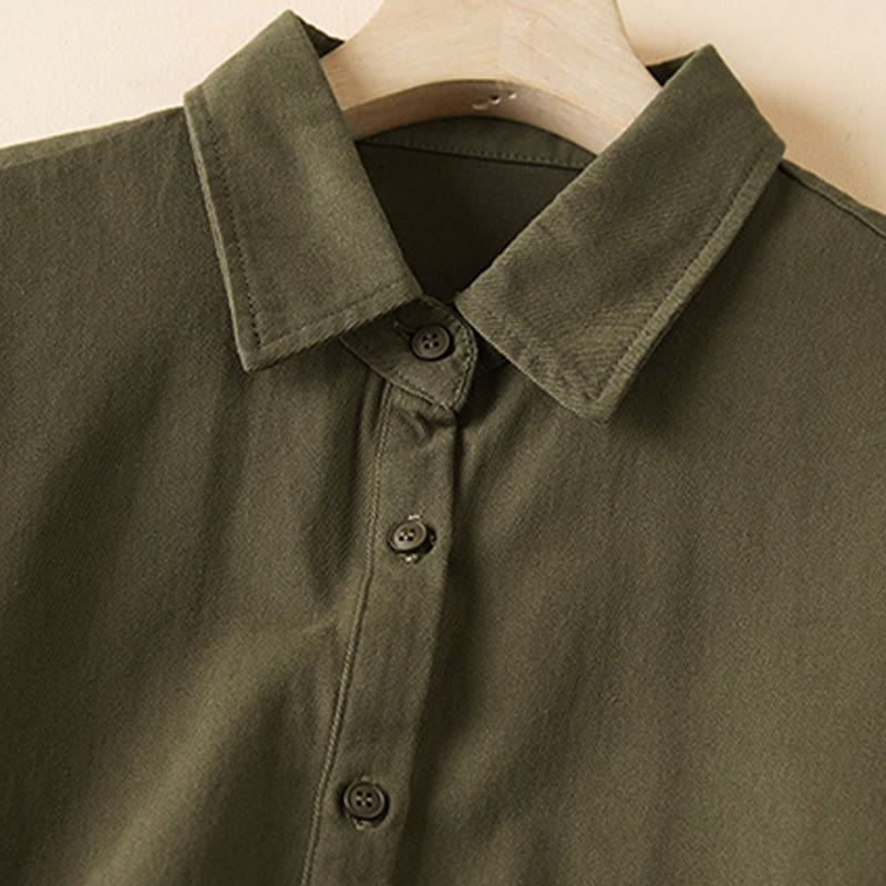 Buddha Stones Fall Irregular Design Long Sleeve Women's Cotton Linen Lapel Jacket With Pockets