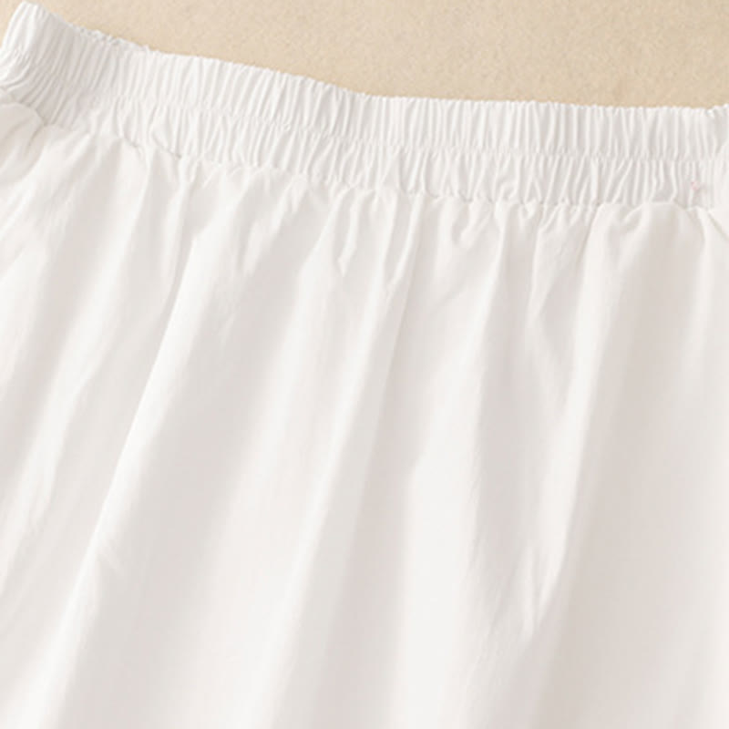 Buddha Stones 2pcs Irregular Button Design Shirt Skirt With Pockets Cotton Clothing Women's Set