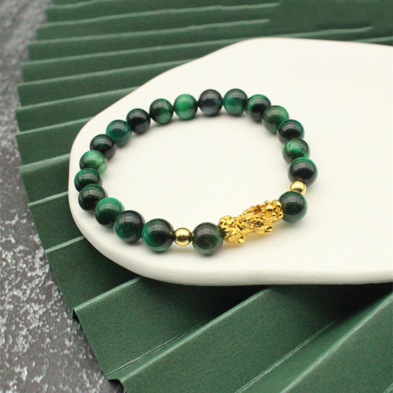 Buddha Stones Various Color Tiger Eye Beads Pixiu Wealth Courage Bracelet
