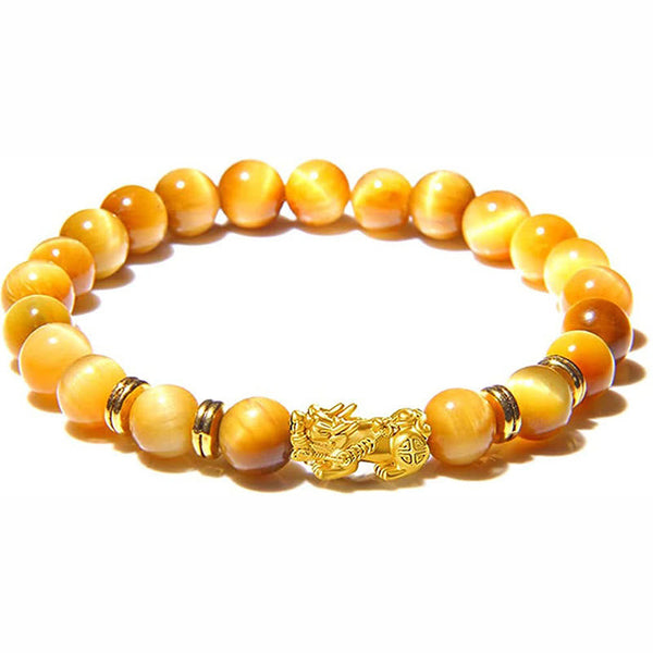 Buddha Stones Various Color Tiger Eye Beads Spacer Beads Pixiu Wealth Courage Bracelet