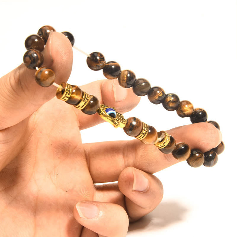 Buddha Stones Tiger Eye Beads Evil Eye Courage Bracelet