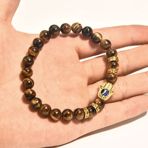 Buddha Stones Tiger Eye Beads Evil Eye Courage Bracelet