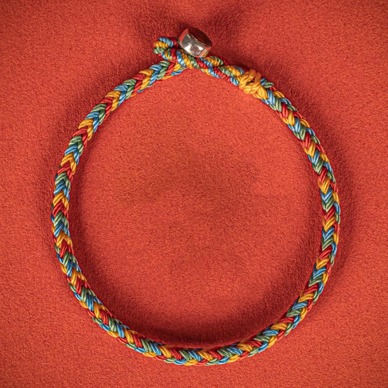 Buddha Stones 925 Sterling Silver Eight Thread Peace Knot Colorful Rope Luck Braided Bracelet