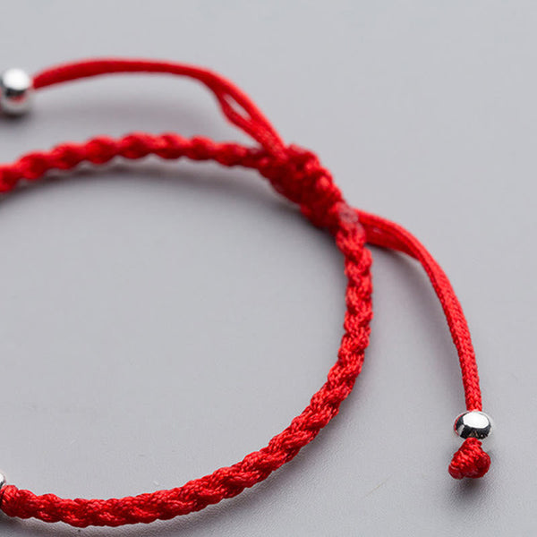 Buddha Stones 925 Sterling Silver Beads Snowflake Elephant Red String Luck Bracelet