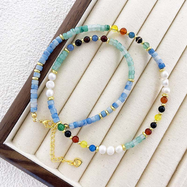 Buddha Stones Pearl Glass Healing Necklace Pendant