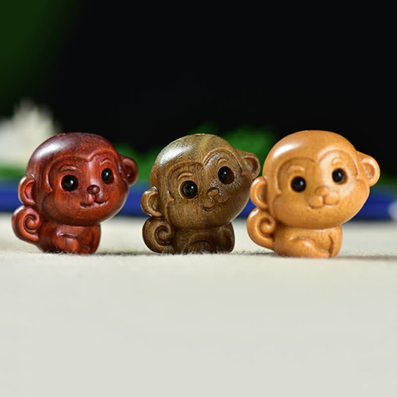 Buddha Stones Green Sandalwood Small Leaf Red Sandalwood Cute Monkey Animals Peace Decoration