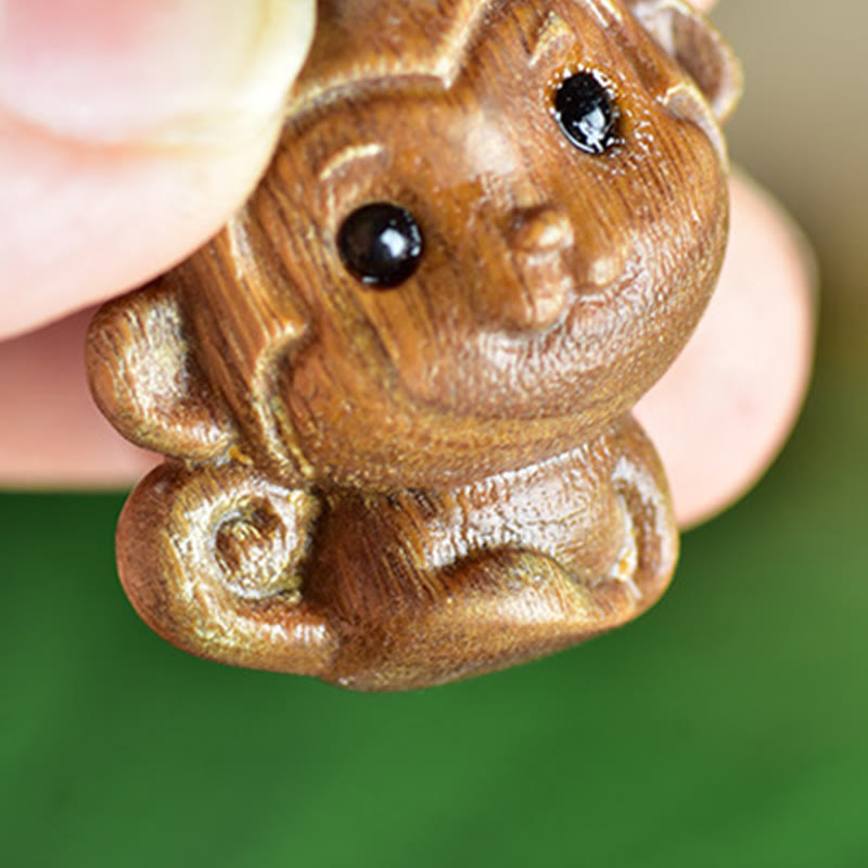 Buddha Stones Green Sandalwood Small Leaf Red Sandalwood Cute Monkey Animals Peace Decoration